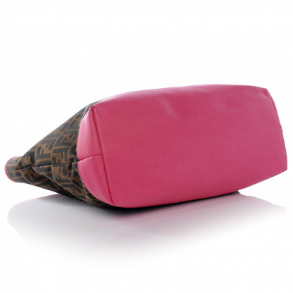 Fendi Zucca Vitello Elite Medium Roll Tote Tobacco Fuxia 4 of 8