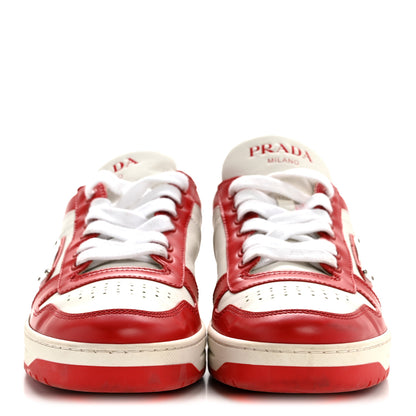 Prada Vitello Sport Spazzolato Rois Triangle Logo Womens Downtown Low Top 30mm Sneakers 38.5 White Lacca 3 of 11