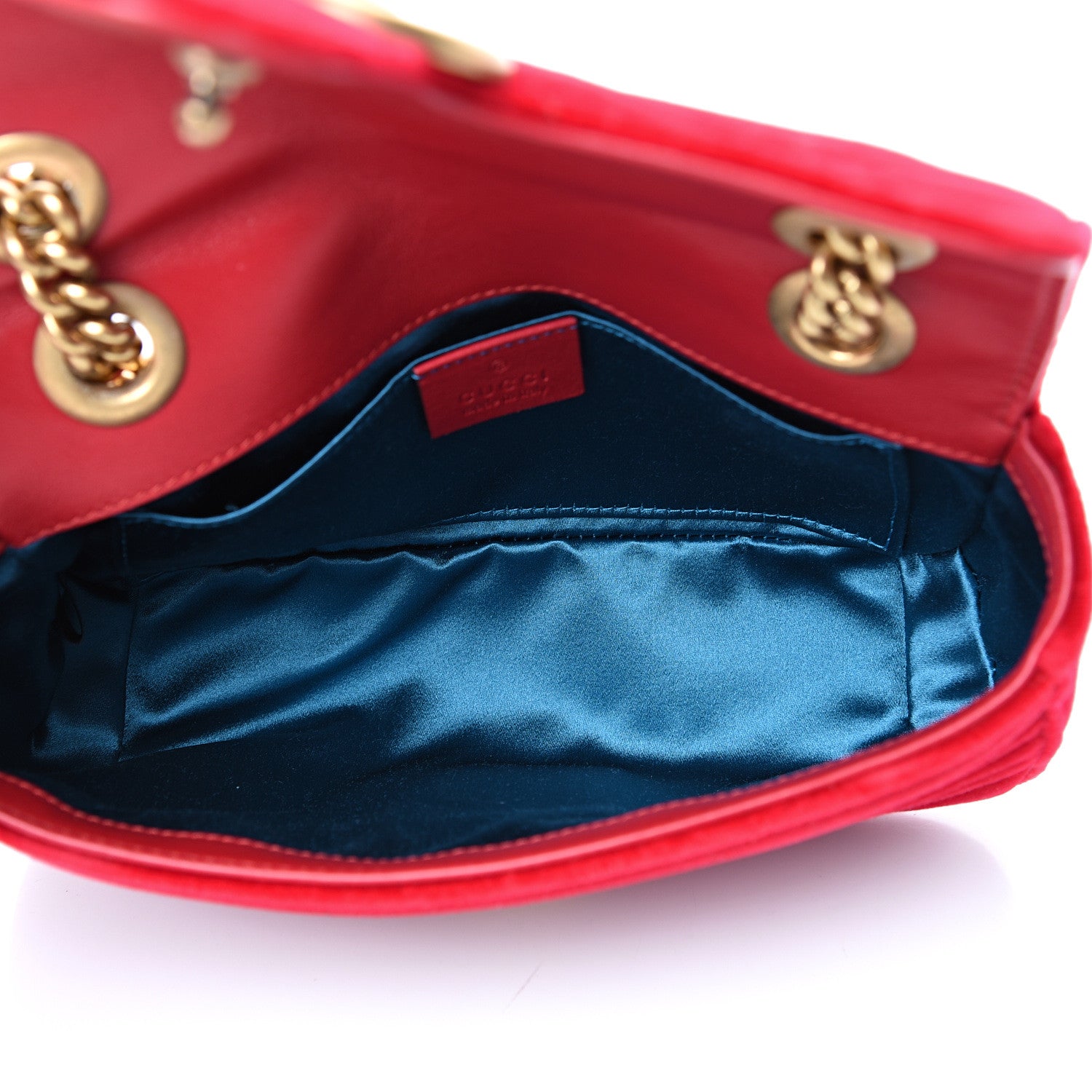 Gucci Velvet Matelasse Mini GG Marmont Shoulder Bag Hibiscus Red 4 of 12