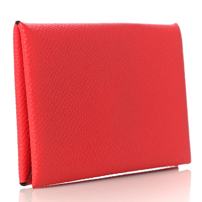 Hermes Epsom Calvi Card Case Rose Jaipur 3 of 9