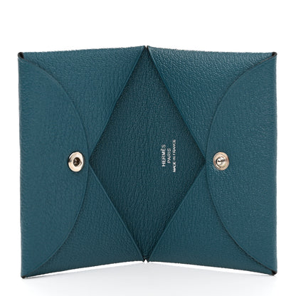 Hermes Chevre Mysore Calvi Card Case Vert Bosphore 5 of 8