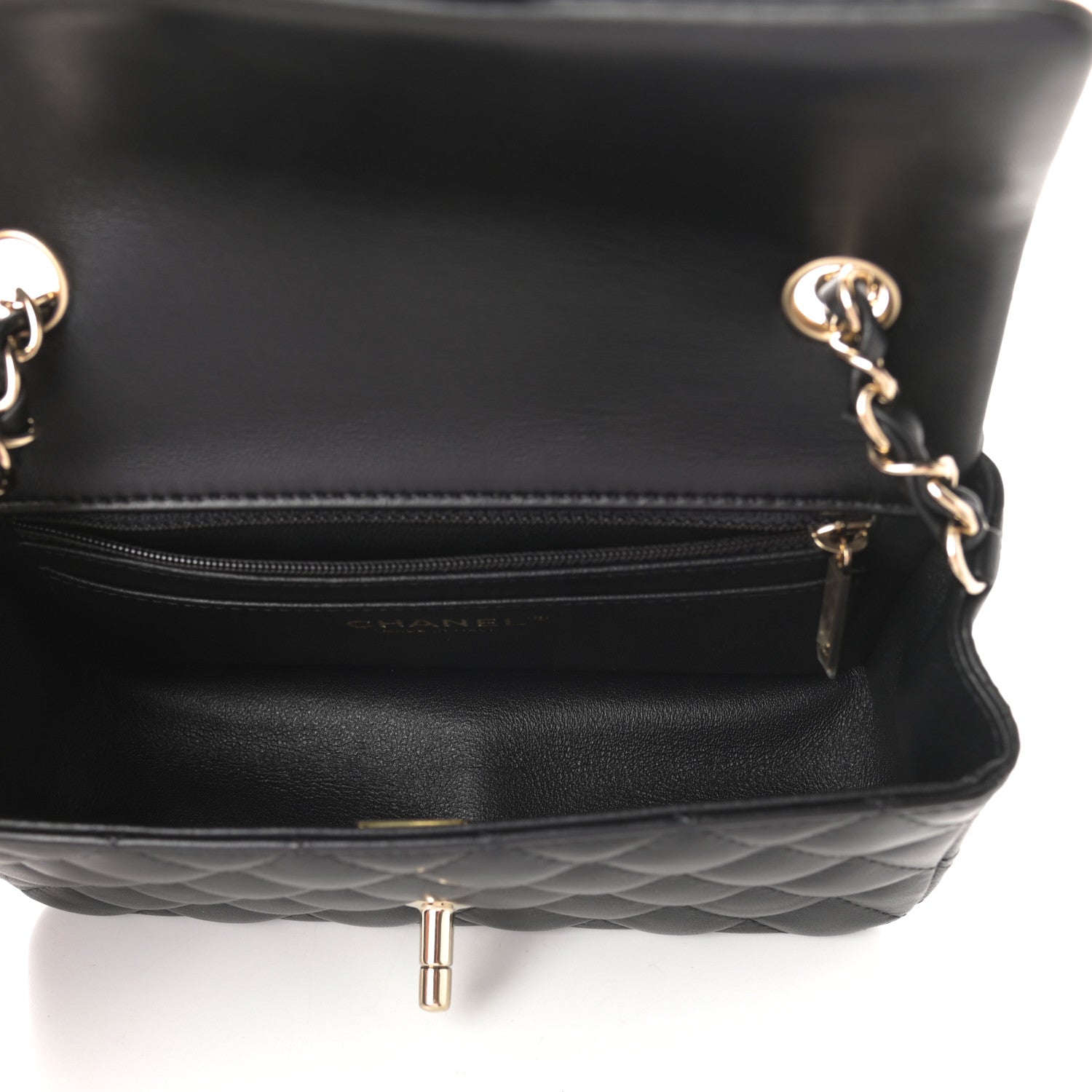 Chanel Lambskin Quilted Mini Rectangular Flap Black 5 of 9