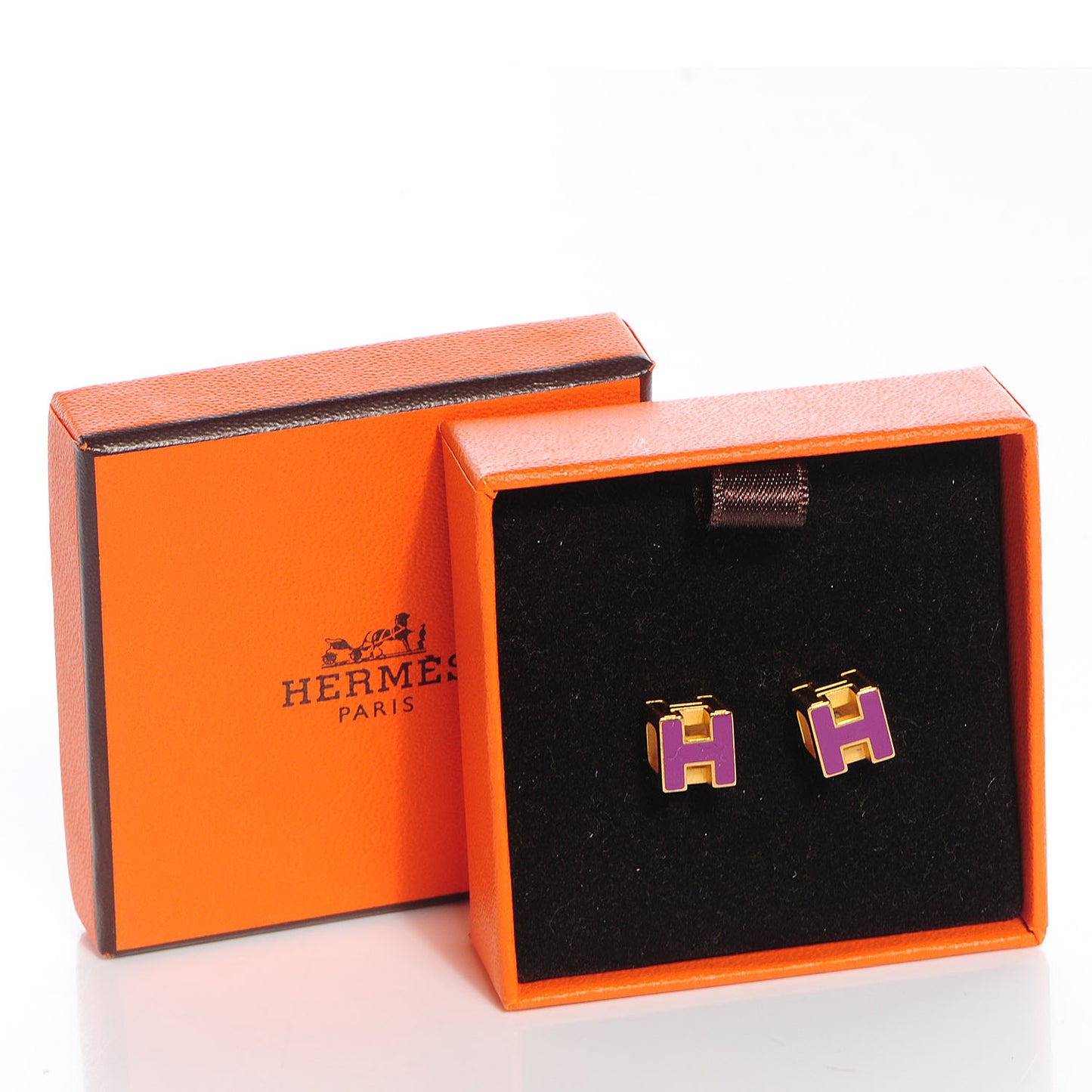 Enamel Cage d'H Earrings Gold Purple