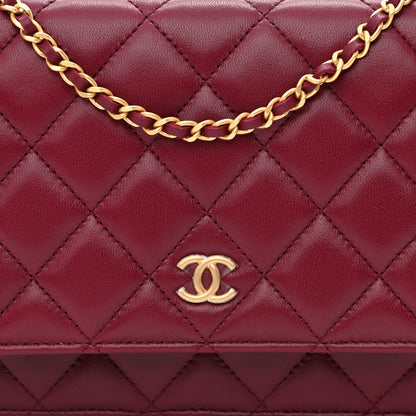 Chanel Lambskin Resin Quilted Coco Hearts Wallet On Chain WOC Burgundy 9 of 12