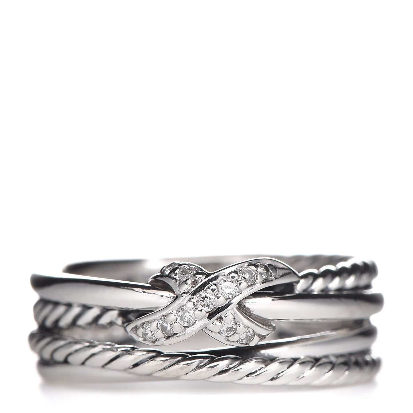 Sterling Silver Diamond X Crossover Ring 49 4.75