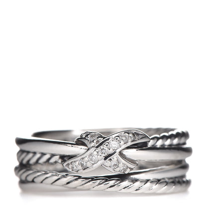 David Yurman Sterling Silver Diamond X Crossover Ring 49 4.75 1 of 5