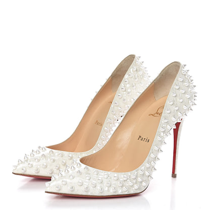 Christian Louboutin Patent Follies Spikes 100 Pumps 39.5 White 3 of 8
