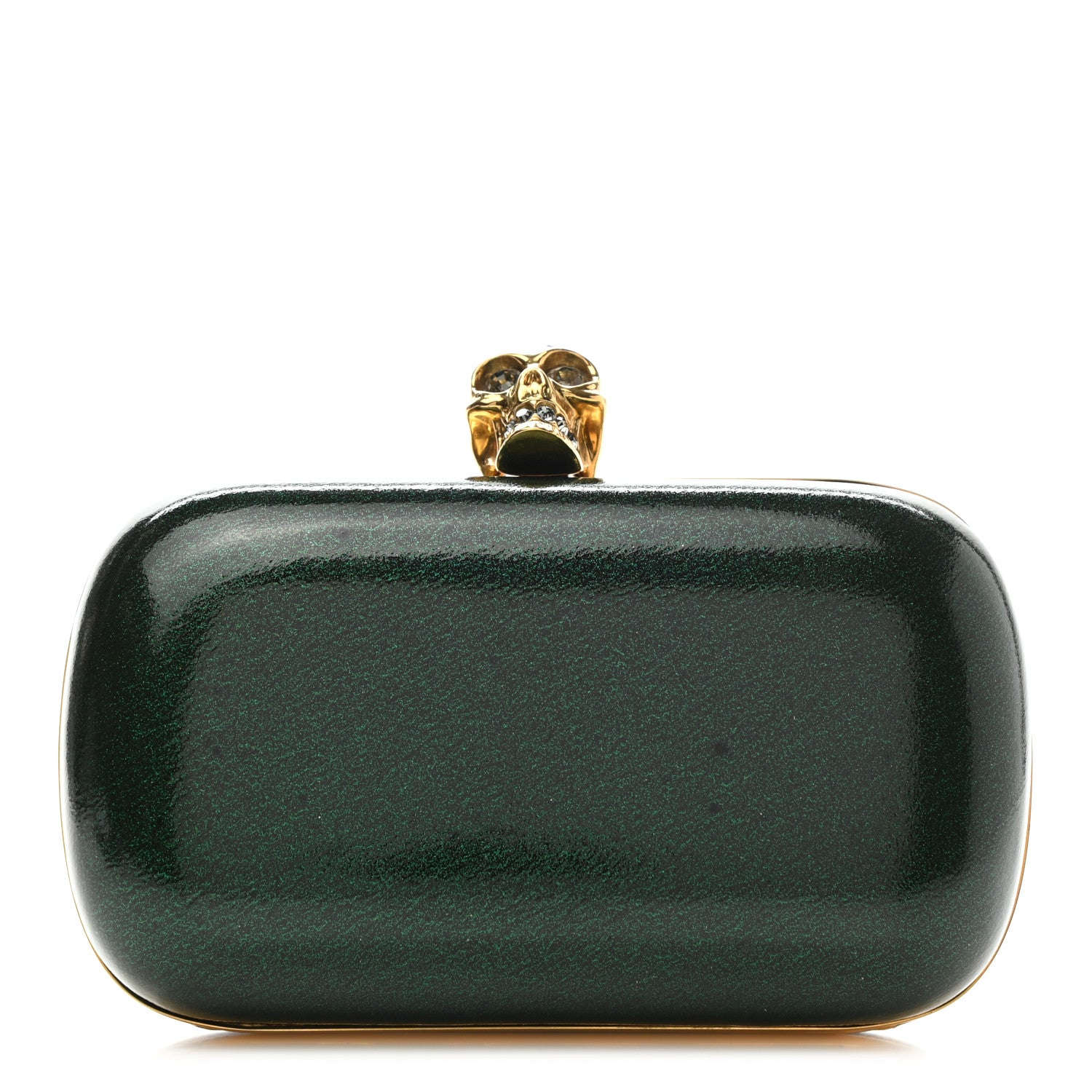 Alexander McQueen Patent Crystal Skull Box Clutch Green 1 of 8