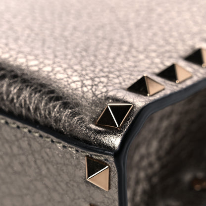 Valentino Garavani Metallic Pebbled Calfskin Medium Rockstud Flip Lock Crossbody Bag Sasso 11 of 14