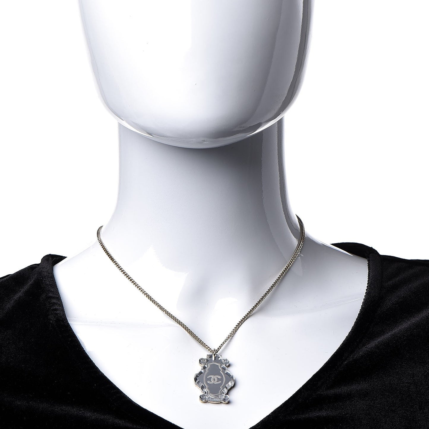 Mirror CC Pendant Necklace Gold