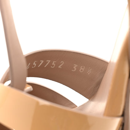 Saint Laurent Patent Tribute 105 Platform Sandals 38.5 Nude Powder 9 of 13
