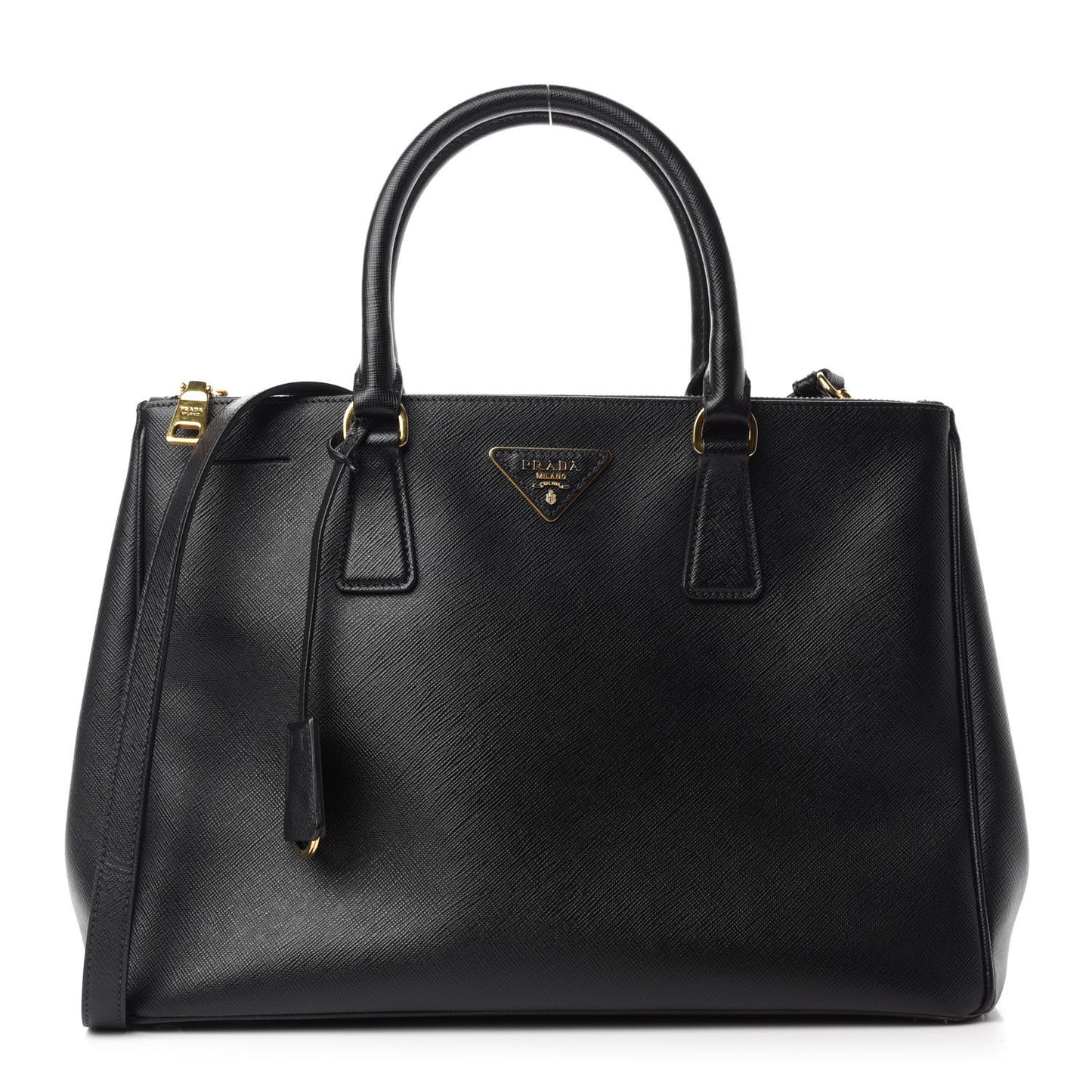 Saffiano Medium Galleria Double Zip Tote Black