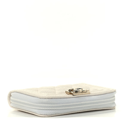 Chanel Caviar Quilted Boy Zip Around Coin Purse Wallet White 4 of 9