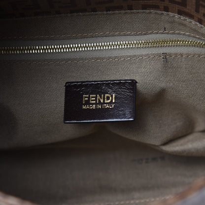 Fendi Zucchino Spalmati Vitello Forever Baguette Nocciola Castagna 6 of 9