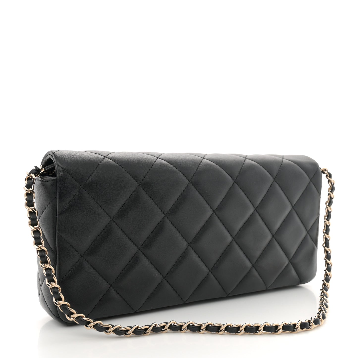 Lambskin Quilted Pearl CC Flap Clutch Black