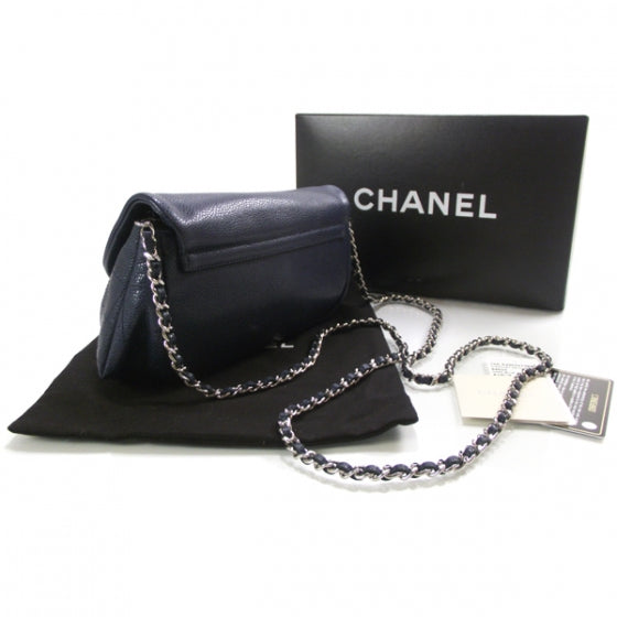 Chanel Caviar Half Moon Wallet On Chain Navy 3 of 11