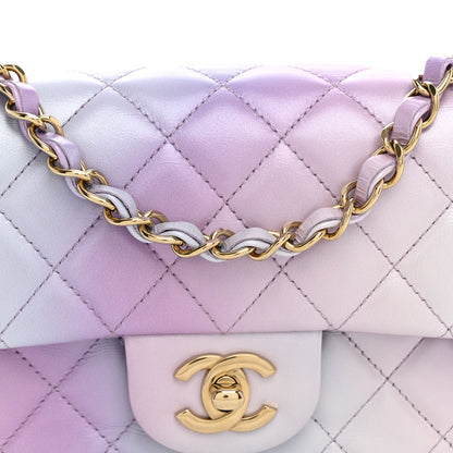 Chanel Lambskin Quilted Tie Dye Ombre Mini Rectangular Flap Purple Blue Pink 8 of 10