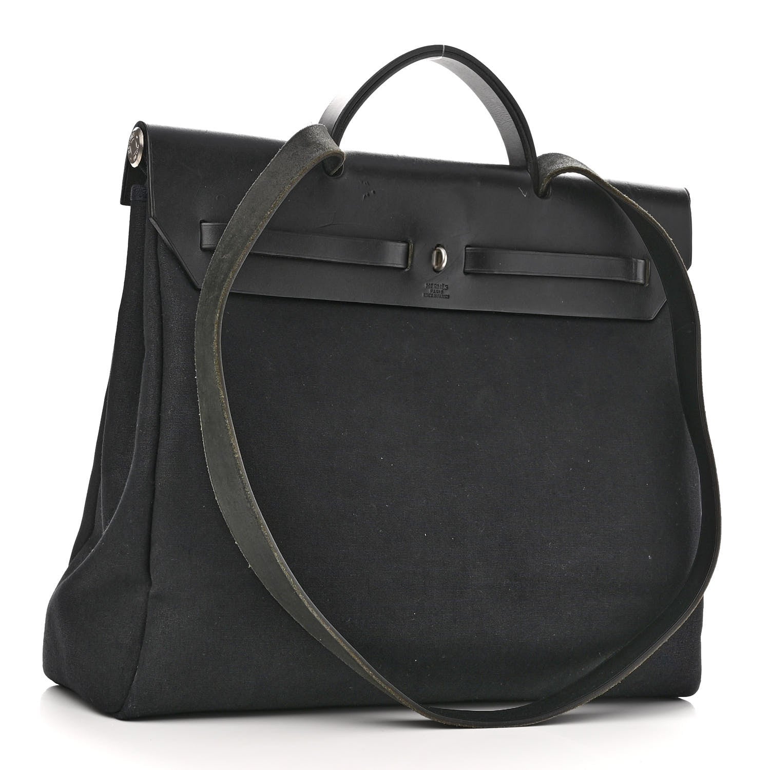 Hermes Toile Officier Vache Calfskin Herbag 39 GM Black 3 of 12