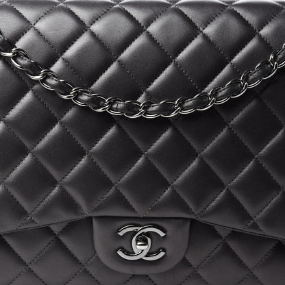 Chanel Metallic Lambskin Quilted Maxi Single Flap Dark Grey 13 of 13