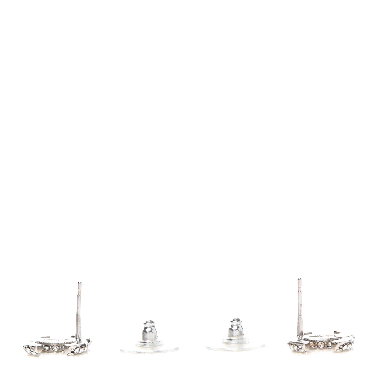 Chanel Crystal CC Earrings Silver 3 of 4