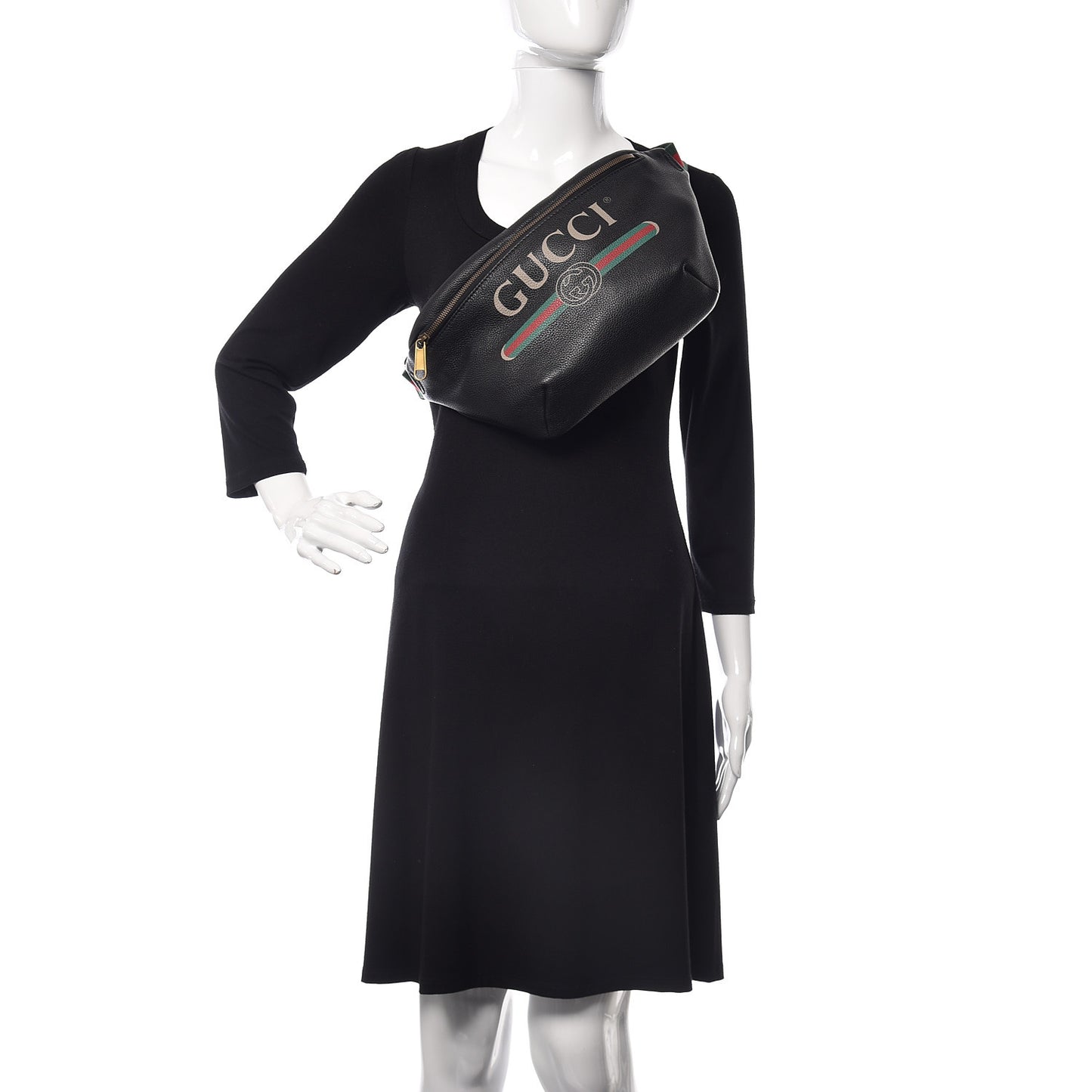 Grained Calfskin Logo Belt Bag Black