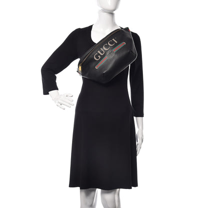 Gucci Grained Calfskin Logo Belt Bag Black 2 of 7