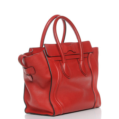 Celine Drummed Calfskin Mini Luggage Coquelicot 3 of 8