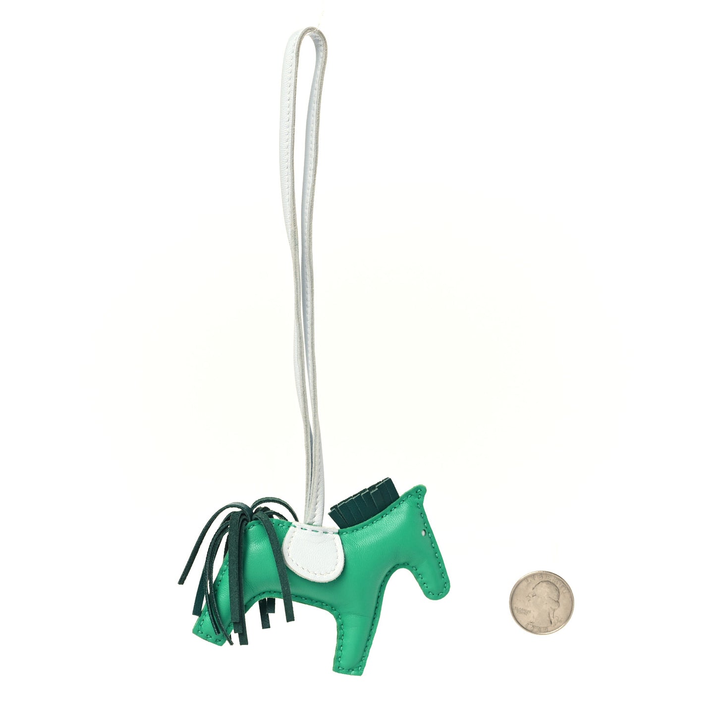 Milo Lambskin Grigri Rodeo Horse Bag Charm PM Menthe Malachite Brume