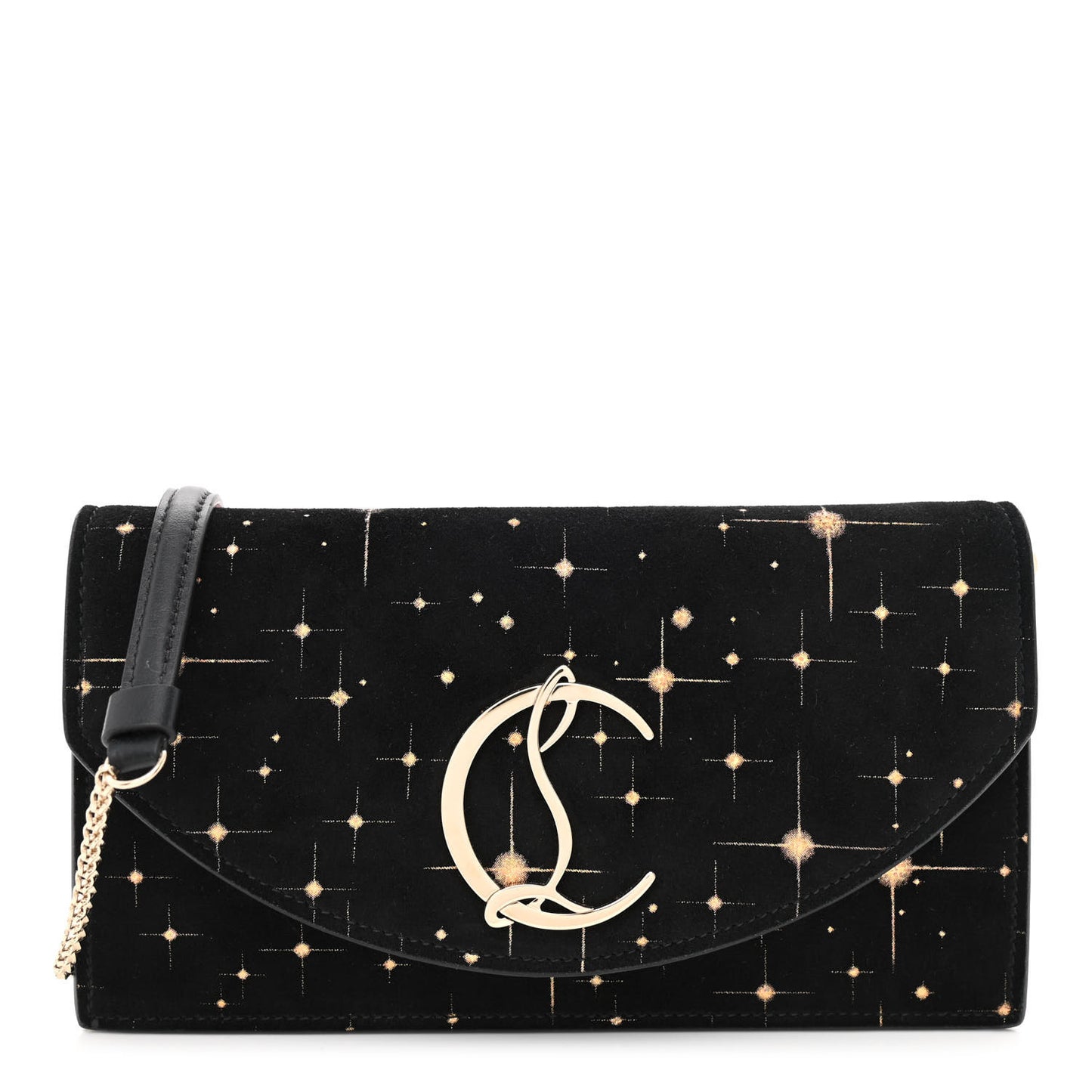 Suede Loubi54 Crossbody Clutch Black