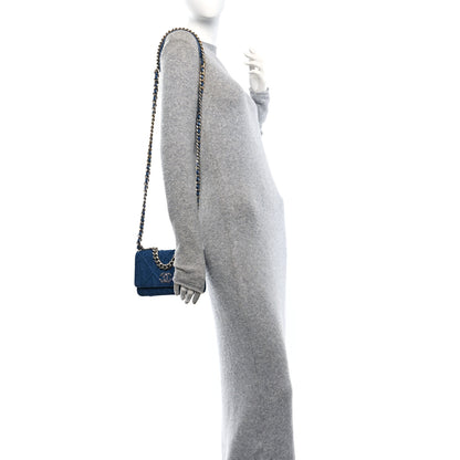 Chanel Denim Quilted Chanel 19 Wallet On Chain WOC Blue 2 of 10