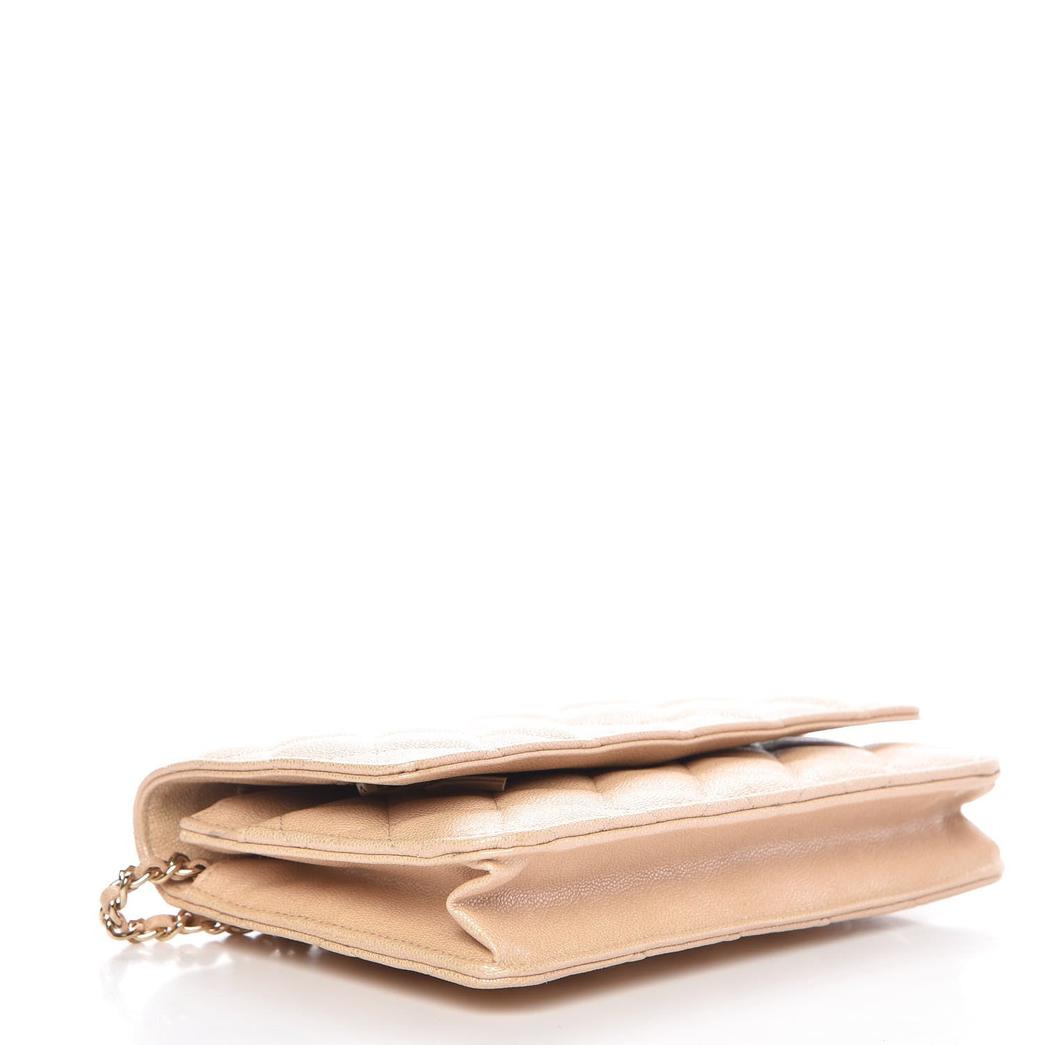 Chanel Iridescent Caviar Quilted Wallet On Chain WOC Beige 4 of 15