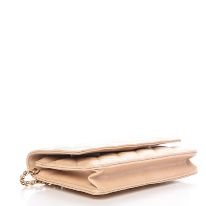 Chanel Iridescent Caviar Quilted Wallet On Chain WOC Beige 4 of 15