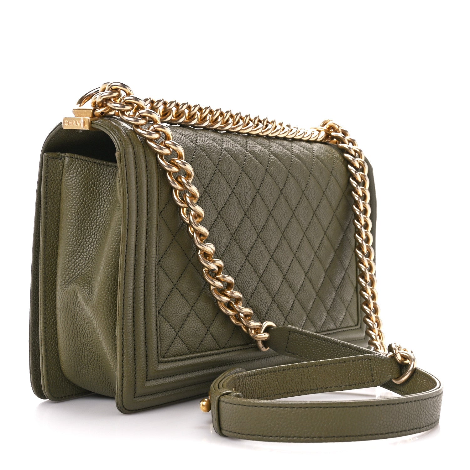 Chanel Caviar Quilted New Medium Boy Flap Khaki 3 of 11