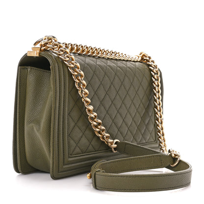 Chanel Caviar Quilted New Medium Boy Flap Khaki 3 of 11