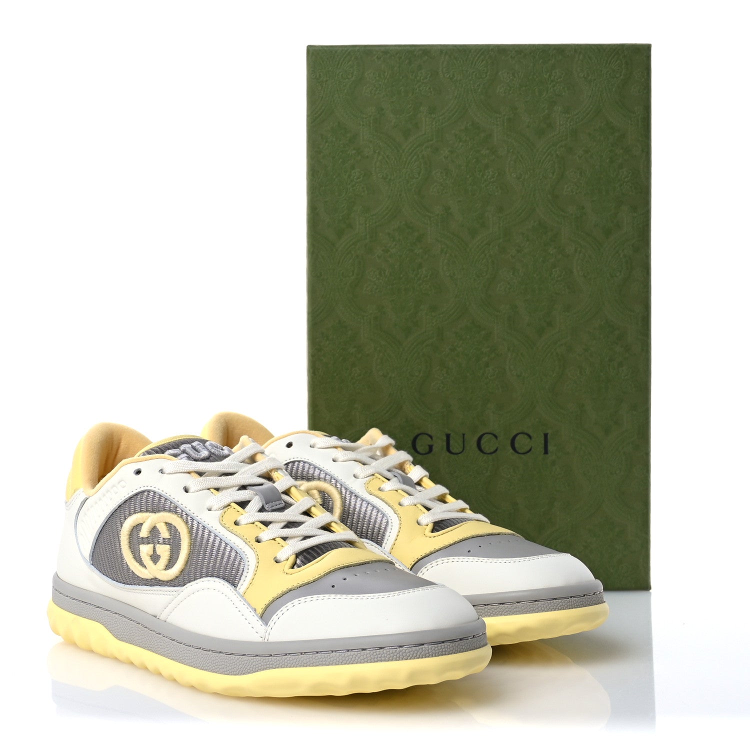 Gucci Dali Soft Calfskin Womens Mac80 Sneakers 38 Off White Grey Sky Yellow 10 of 10