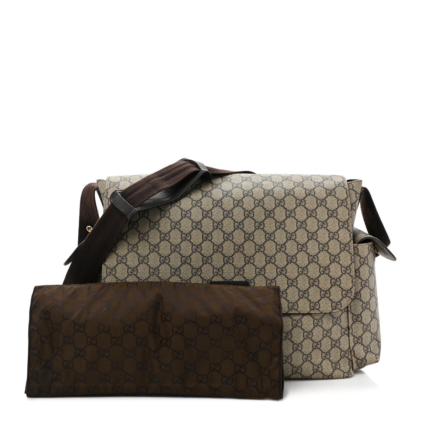 GG Plus Monogram Messenger Diaper Bag Dark Brown