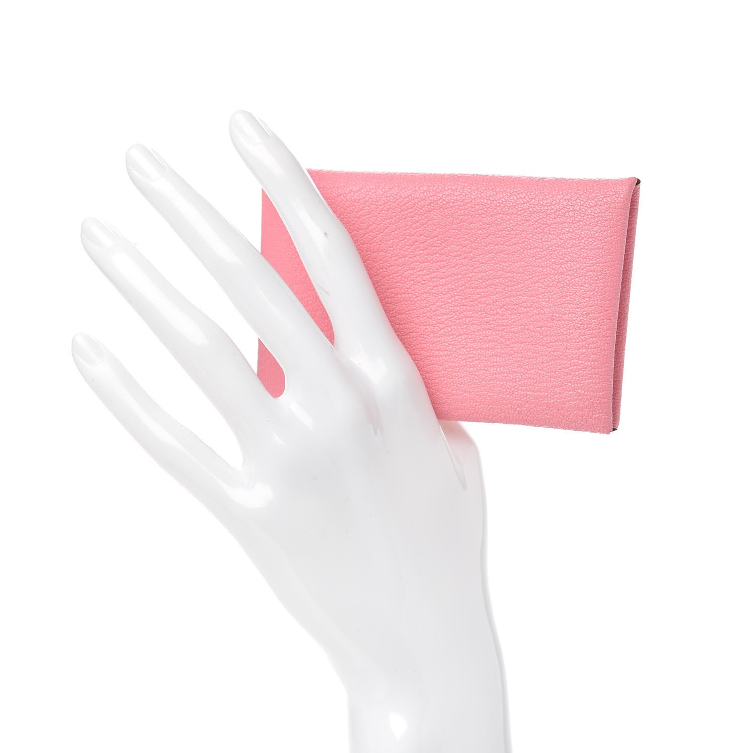 Hermes Chevre Verso Calvi Card Case Rose Confetti Brique 2 of 8
