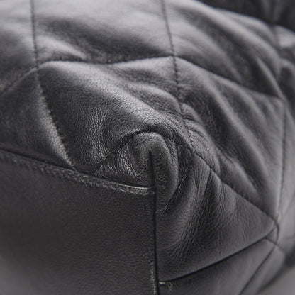 Chanel Lambskin Quilted Drawstring Shopping Bag Black 10 of 14