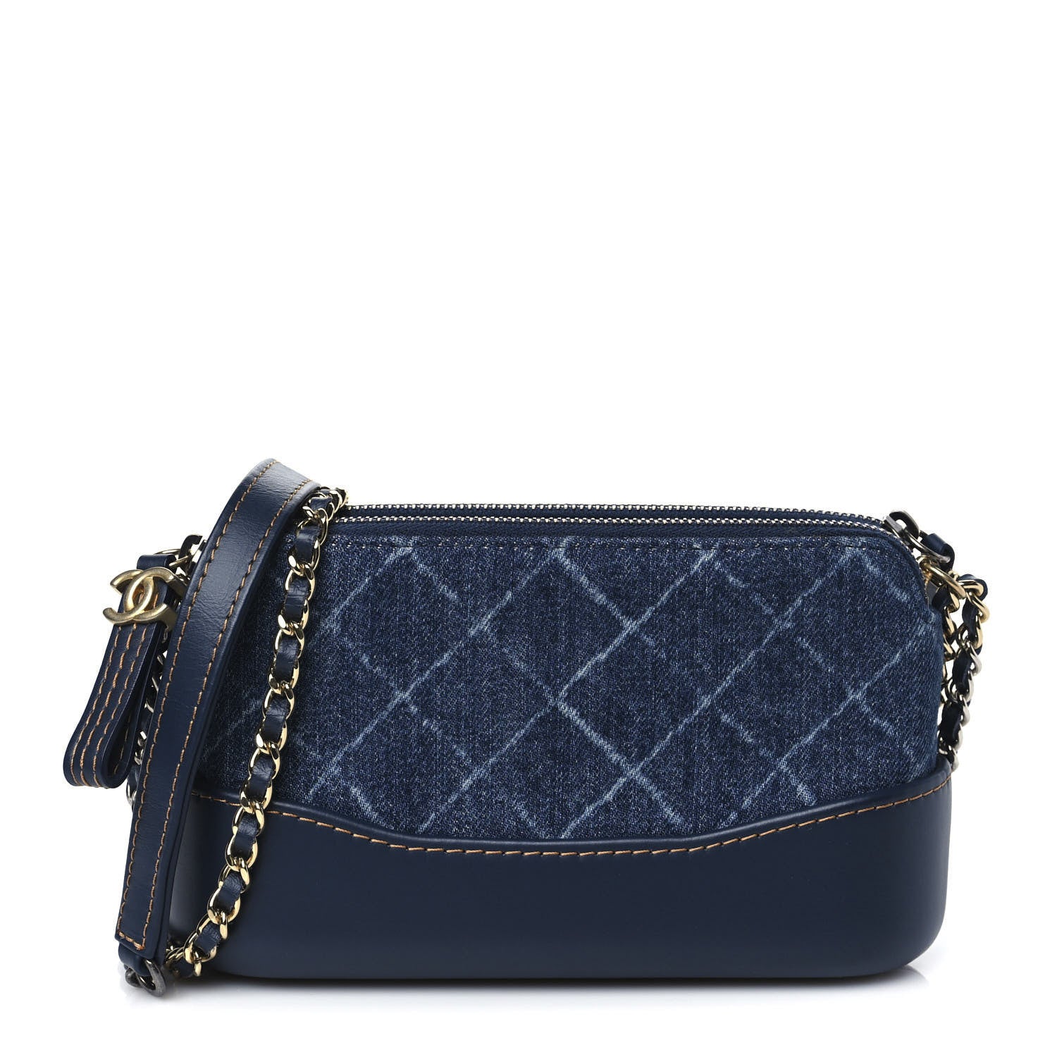 Chanel Denim Calfskin Quilted Small Gabrielle Clutch With Chain Blue 1 of 10