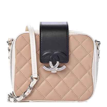 Chanel Lambskin Quilted Mini CC Box Camera Bag Beige White Black 1 of 13