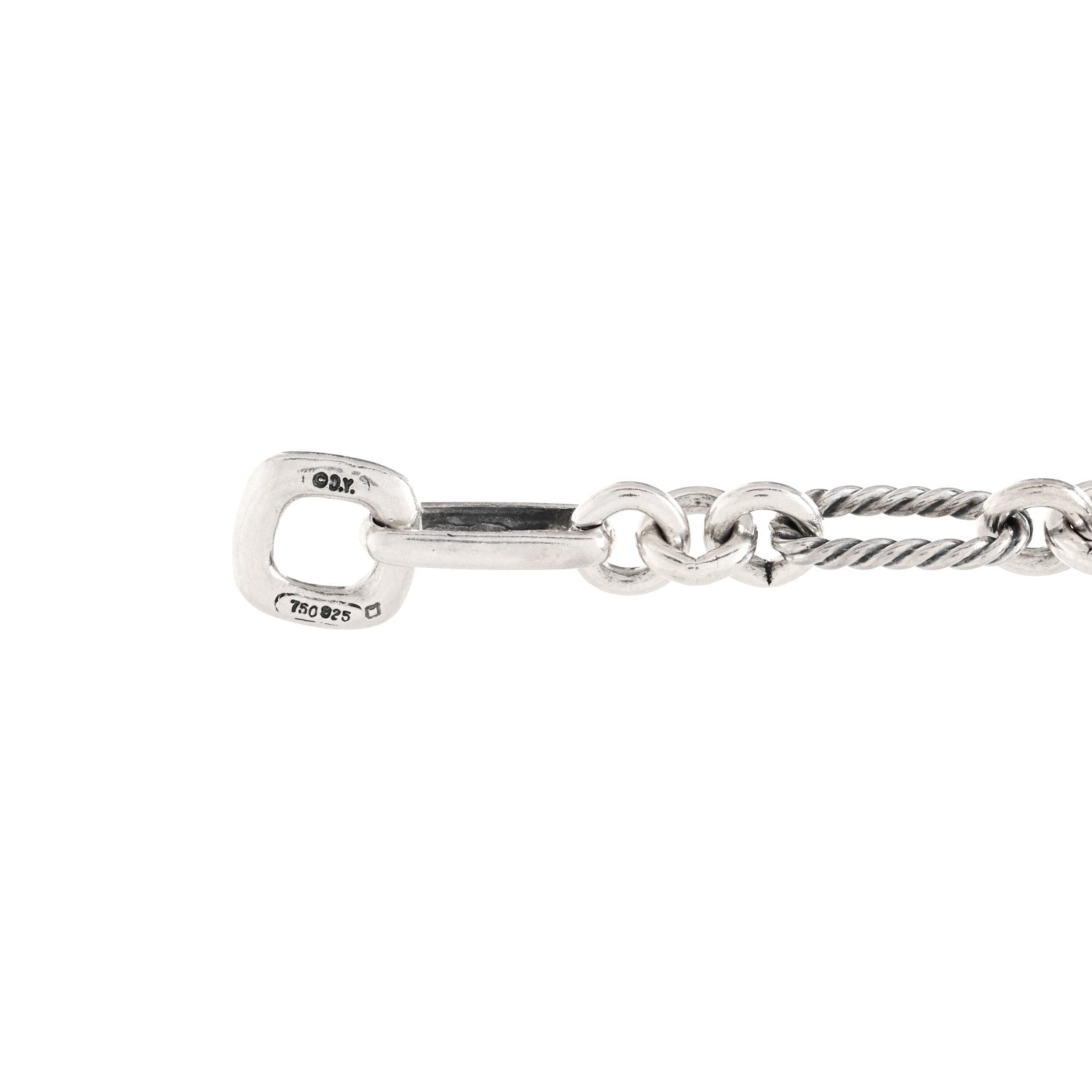 David Yurman Sterling Silver 18K Yellow Gold Black Onyx Figaro Chain Station Necklace 4 of 4