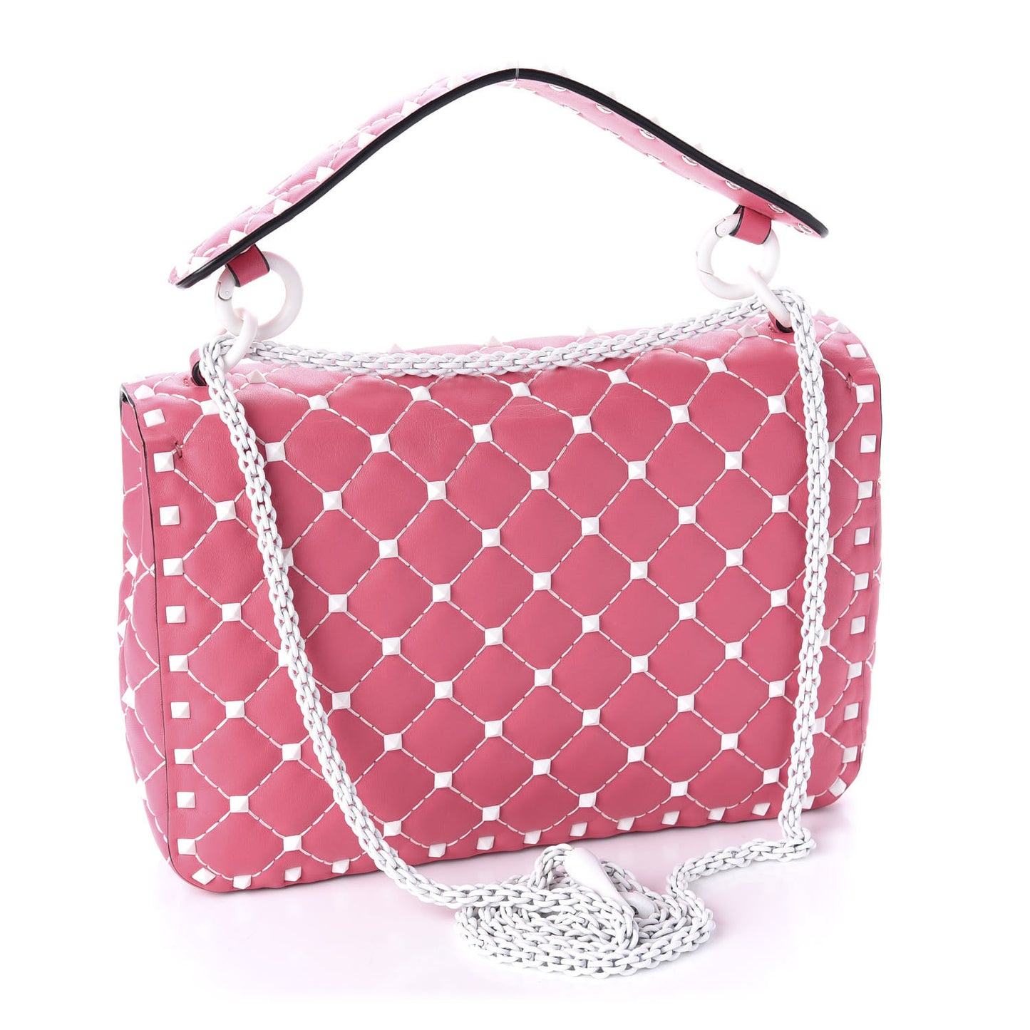Lambskin Medium Free Rockstud Spike Shoulder Bag Shadow Pink
