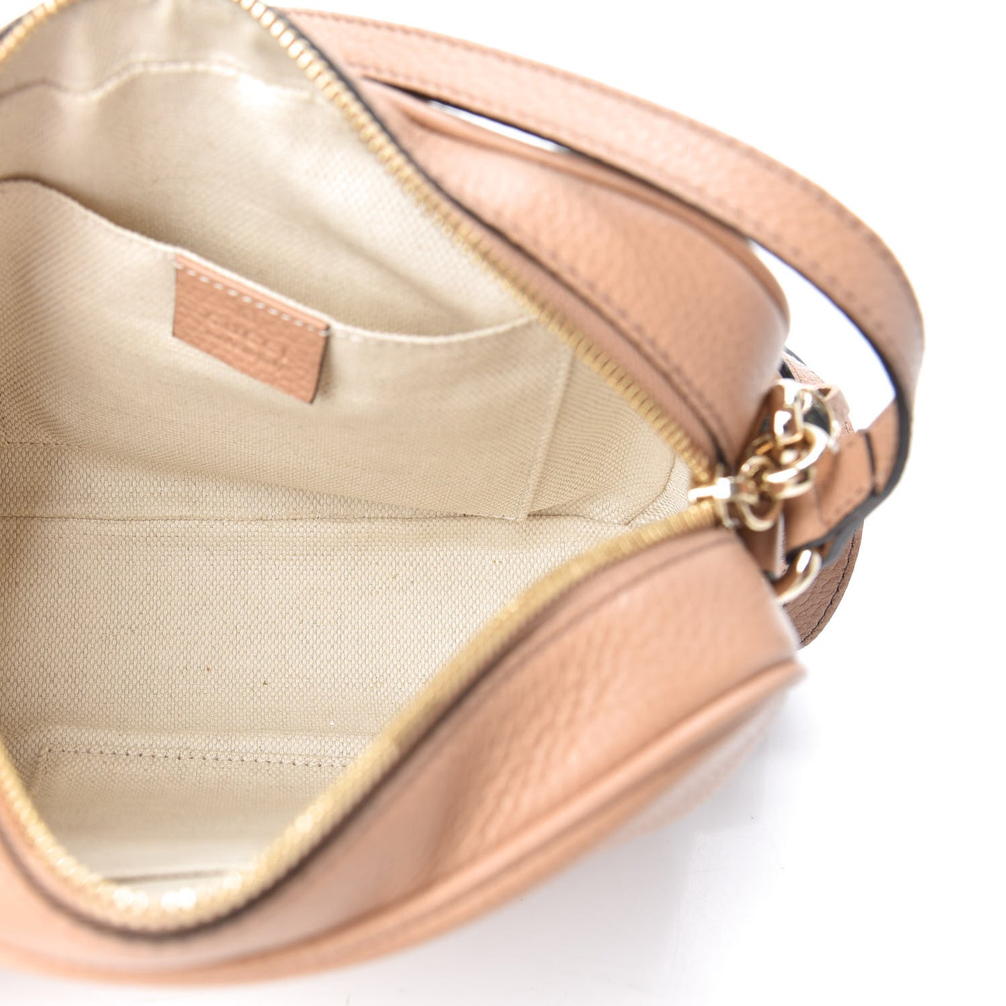 Pebbled Calfskin Small Soho Disco Bag Rose Beige