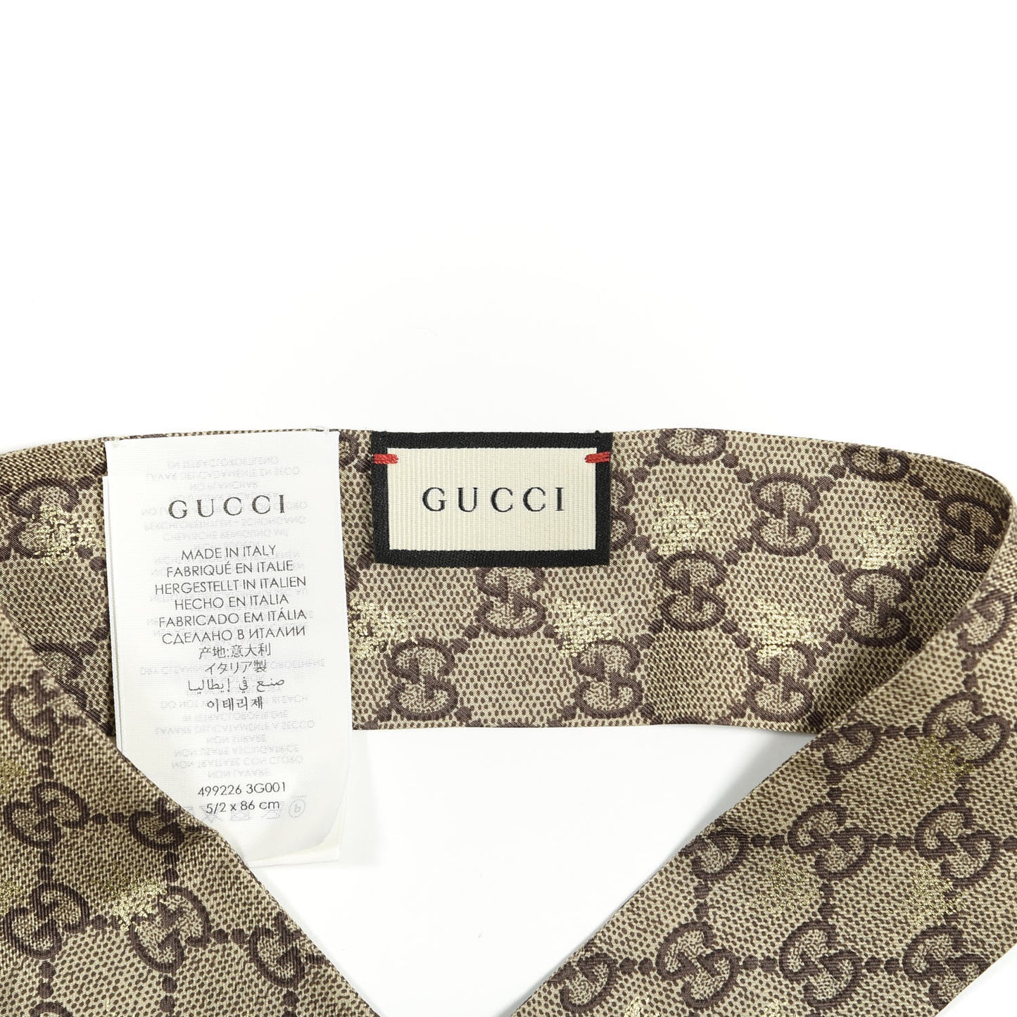 Silk Twill GG Monogram GG Bee Neck Bow Scarf Black Red
