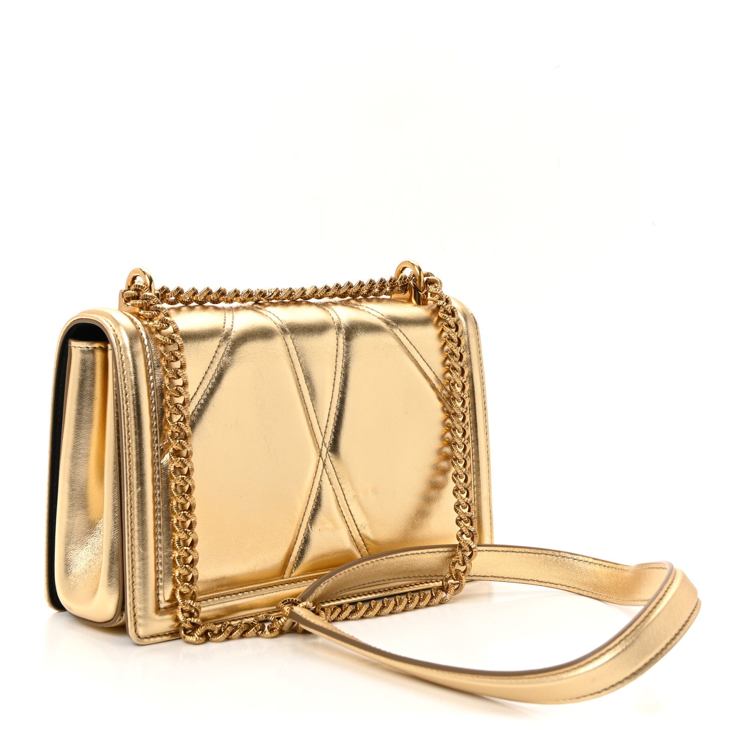 Dolce & Gabbana Metallic Nappa Quilted Medium Devotion Crossbody