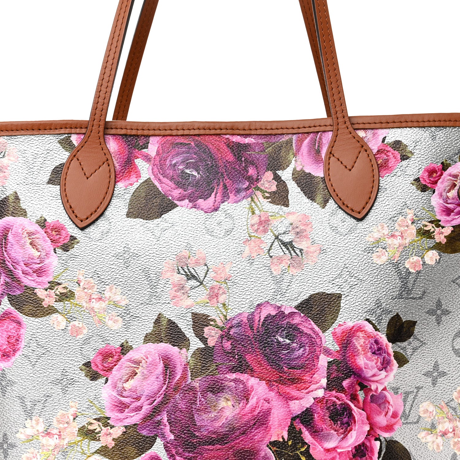 Louis Vuitton Metallic Monogram LV Garden Neverfull MM Silver 8 of 10