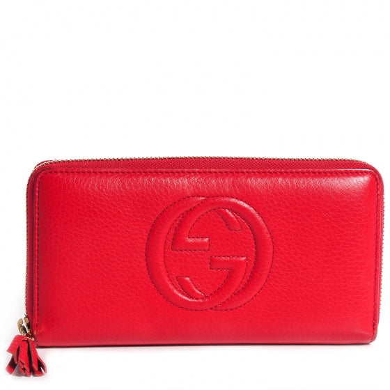 Pebbled Calfskin Soho Zip Around Wallet Red