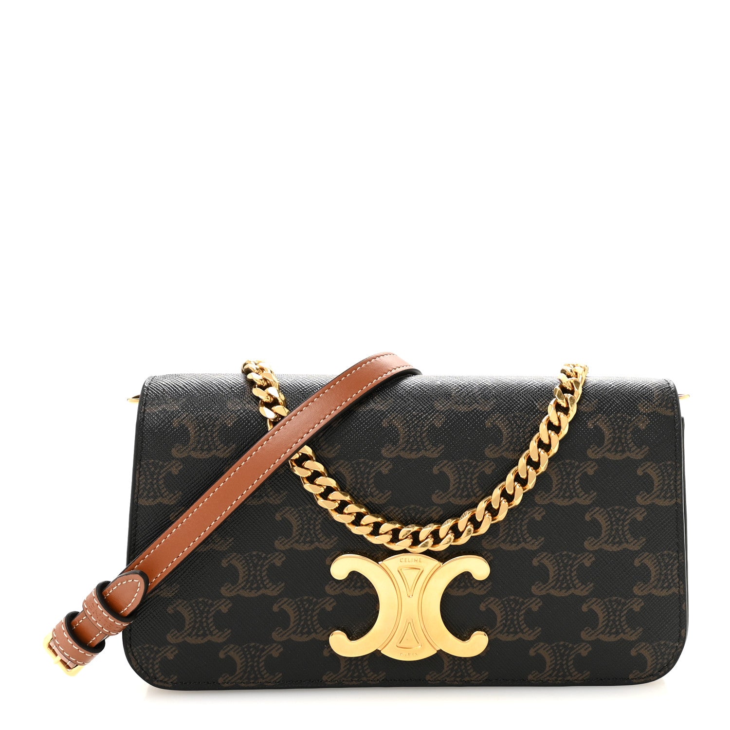 Celine Triomphe Canvas Multipochette Tan 1 of 10