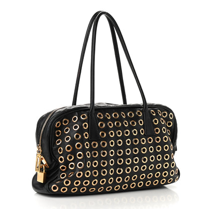 Prada Nappa Metal Grommet Bauletto Black 3 of 9