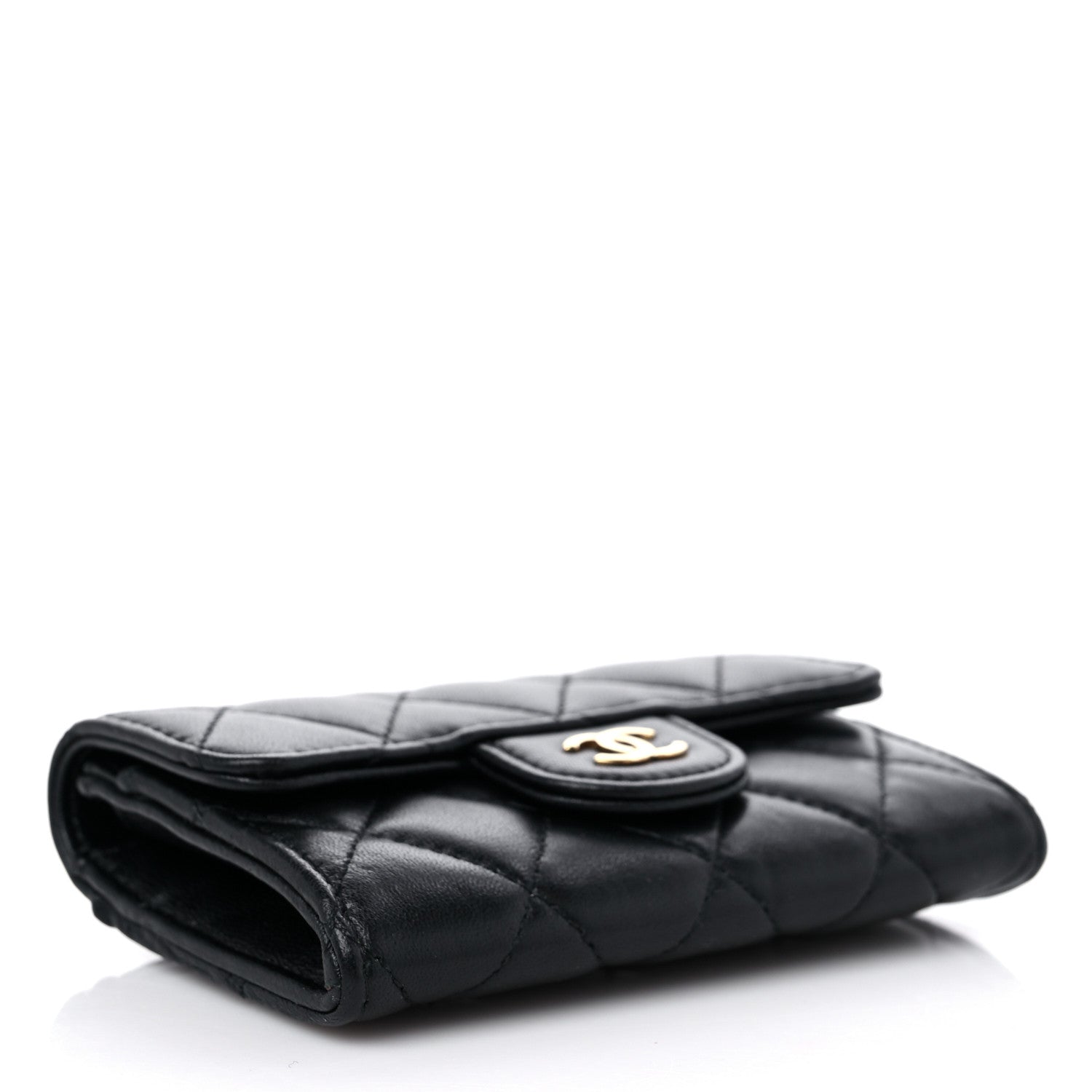 Chanel Lambskin Quilted Flap Card Holder Wallet Black 4 of 8
